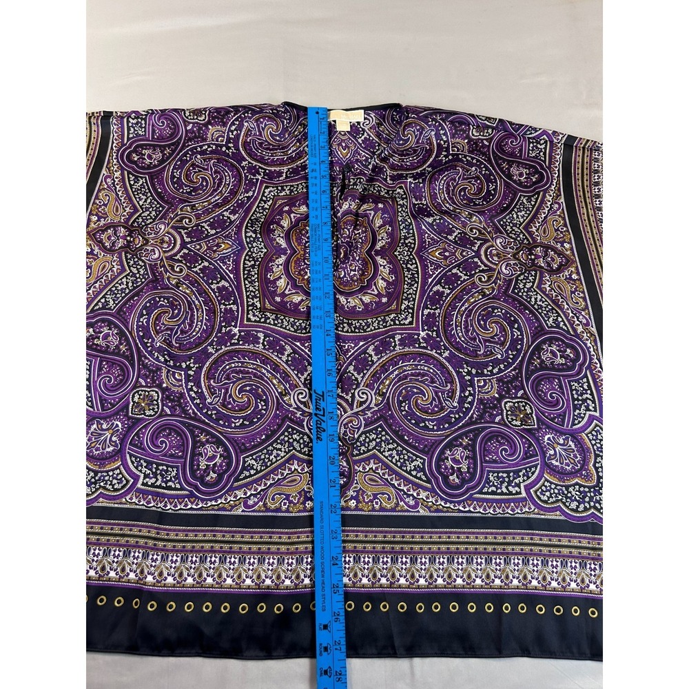 Michael Kors Womens Top XL Purple Paisley Boho Poncho Blouse Flowy Relaxed - Picture 6 of 8
